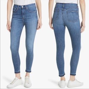 Rag & Bone Dale Medium Wash Raw Edge Release Hem Ankle Skinny Jeans